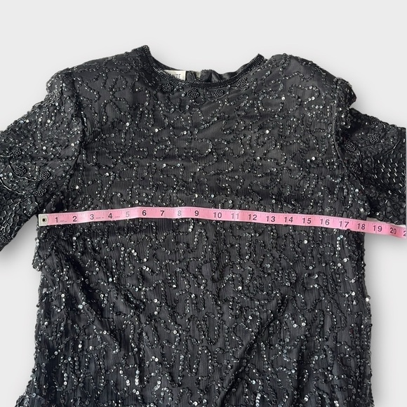 Vintage 80s Brilliante by J.A. Silk Beaded Shift Dress Black – Size 6 - Picture 12 of 14